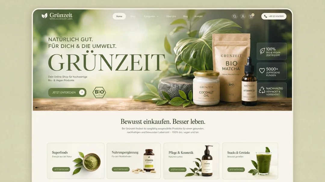 Grünzeit — Shopify-Store Mockup